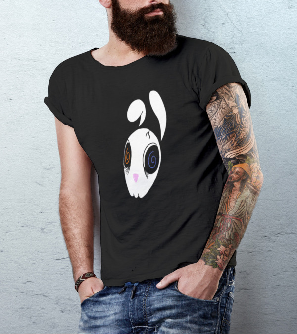 Skull Bunny Spiral Eyes White Head T-Shirt