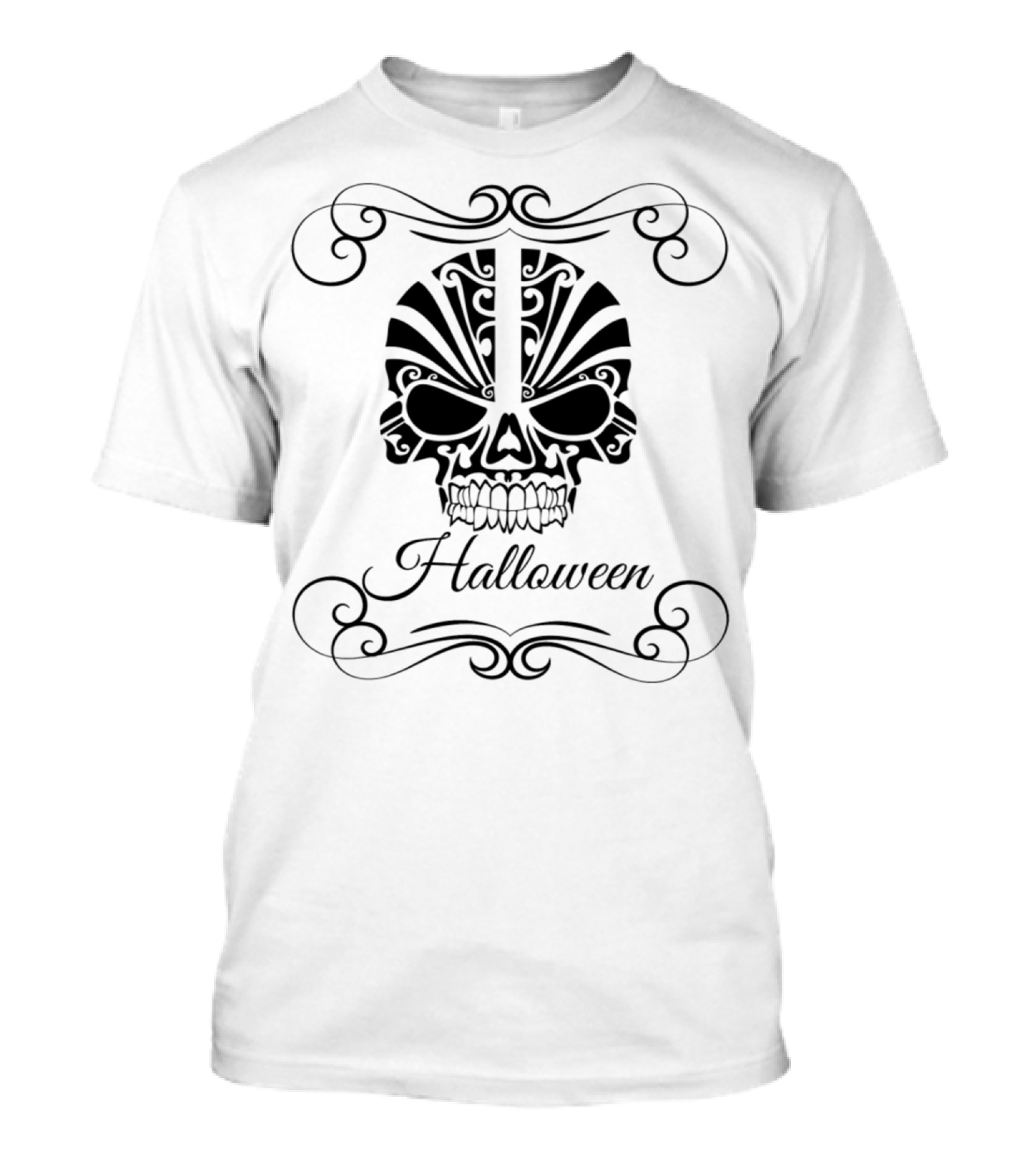Halloween Skull Skeleton Cool Pumpkin Font T-Shirt