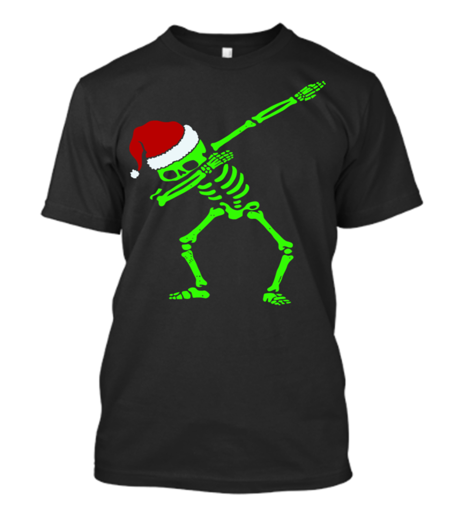 Dabbing Skeleton With Santa Hat Christmas Dance Pose T-Shirt