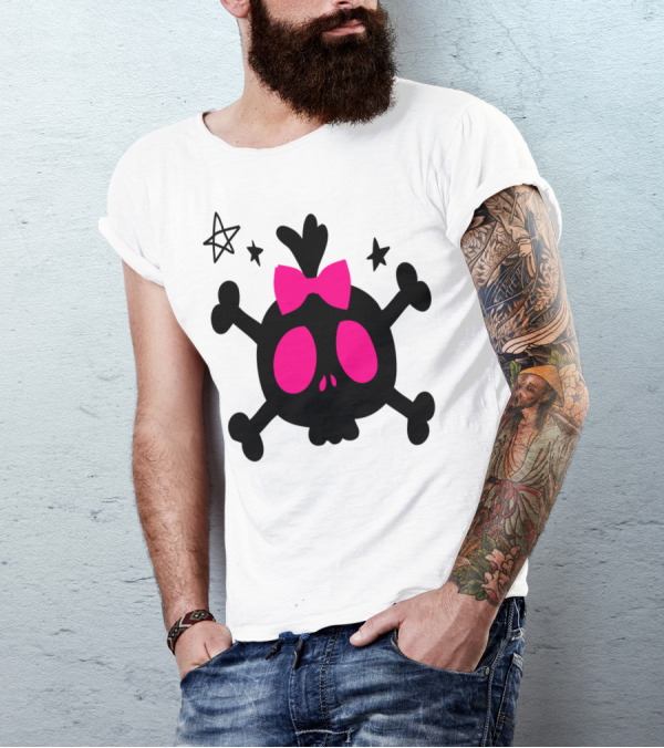 Cute Skull CC2 Pink Bow Stars T-Shirt