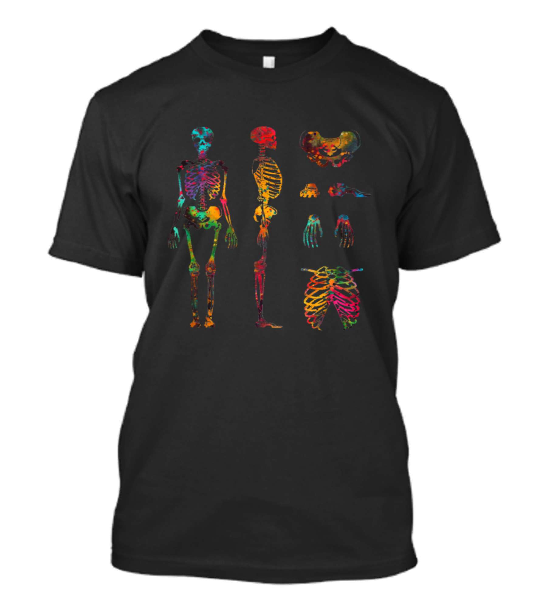 Human Body Skeletal System Colorful Anatomy Diagram T-Shirt