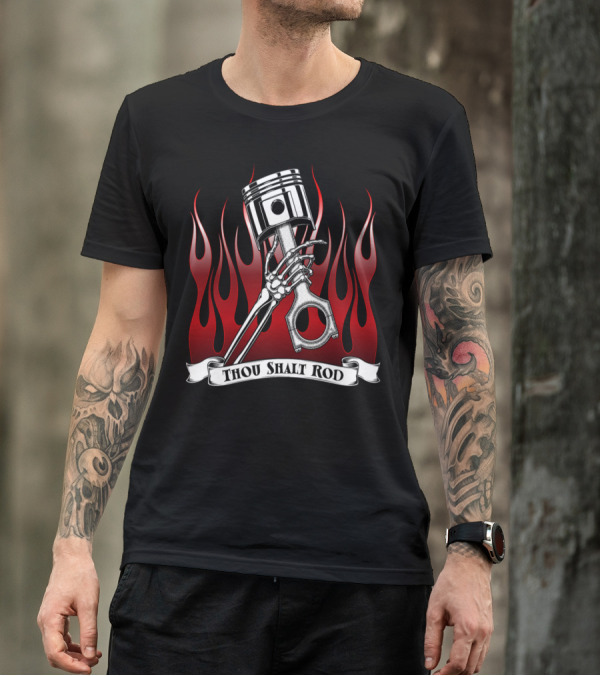 Thou Shalt Rod Pistons And Flames Colorblock T-Shirt