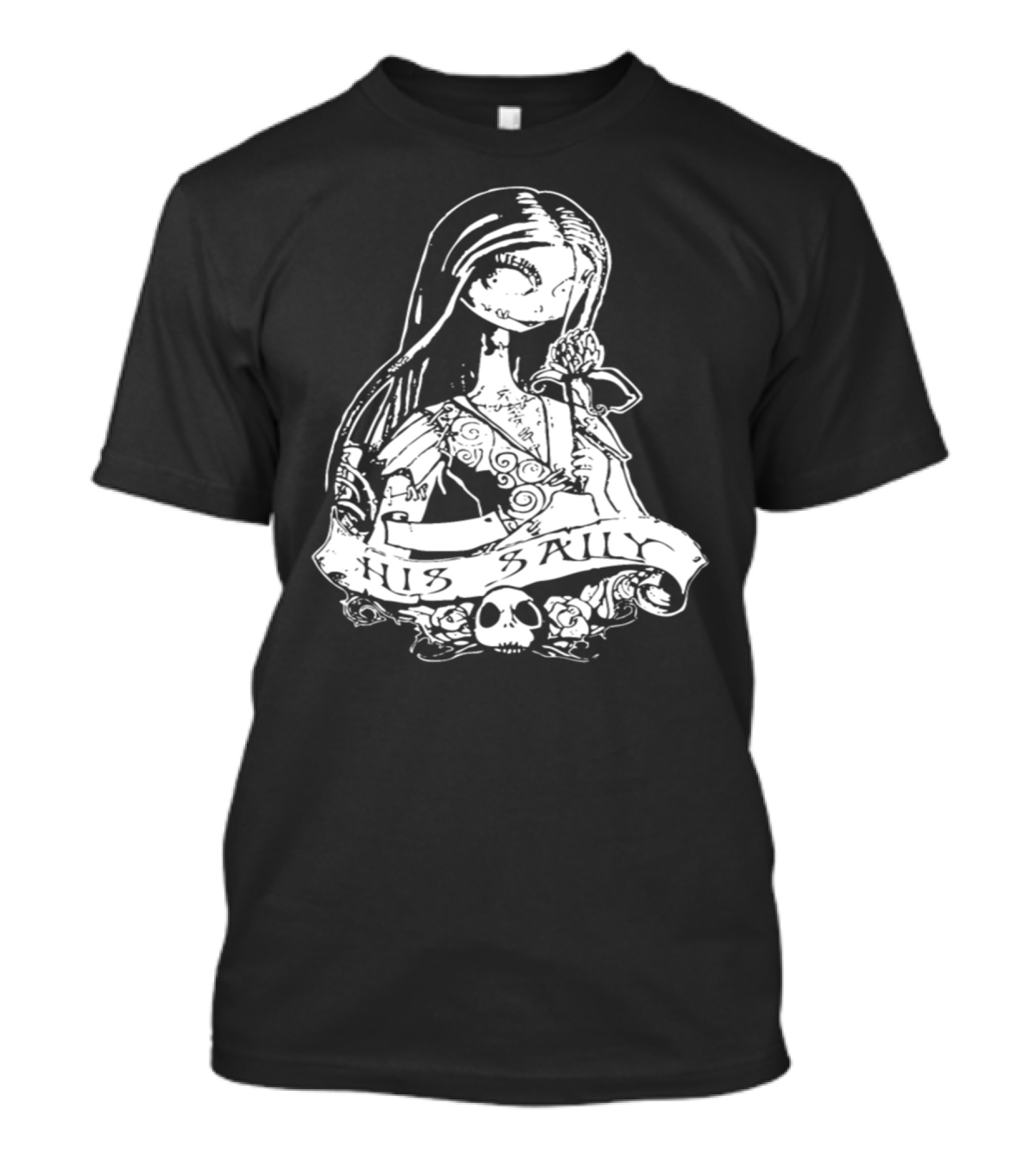 His Sally Skull And Rose Gothic Character T-Shirt