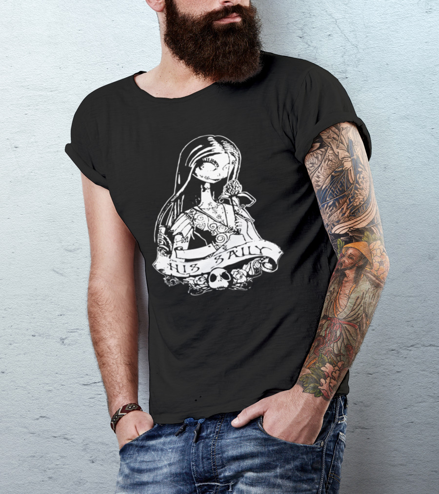 His Sally Skull And Rose Gothic Character T-Shirt