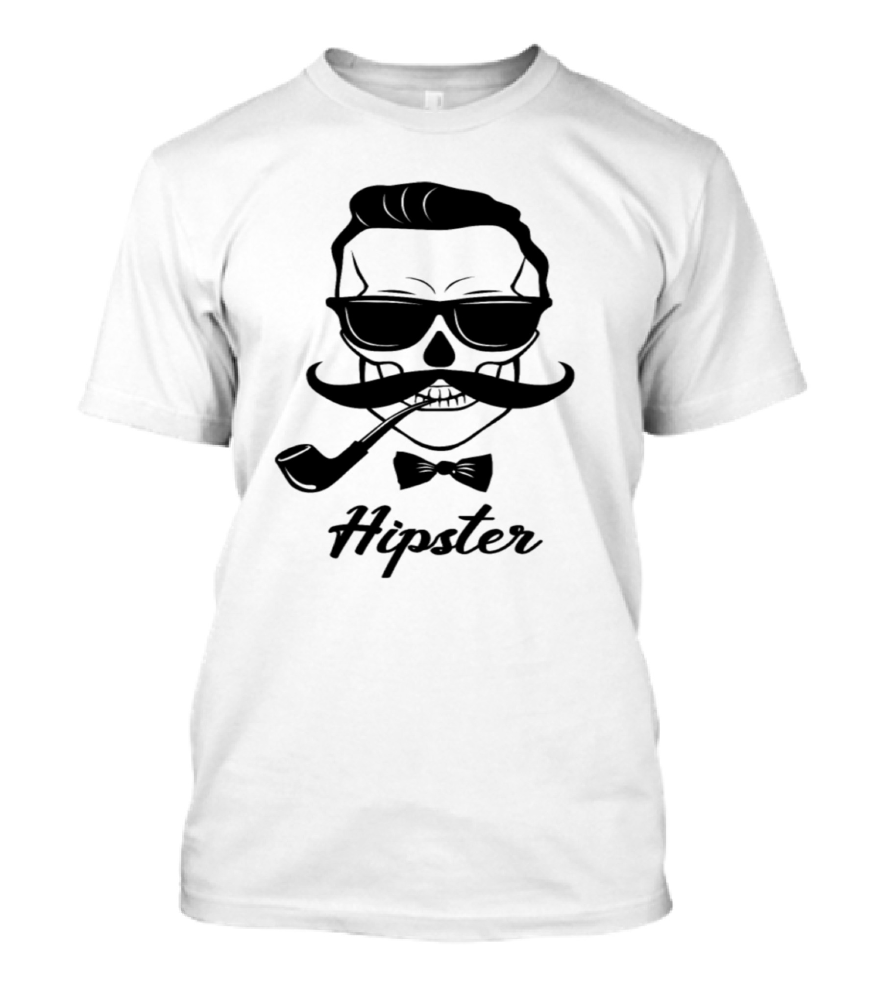Hipster Skull With Mustache And Pipe T-Shirt