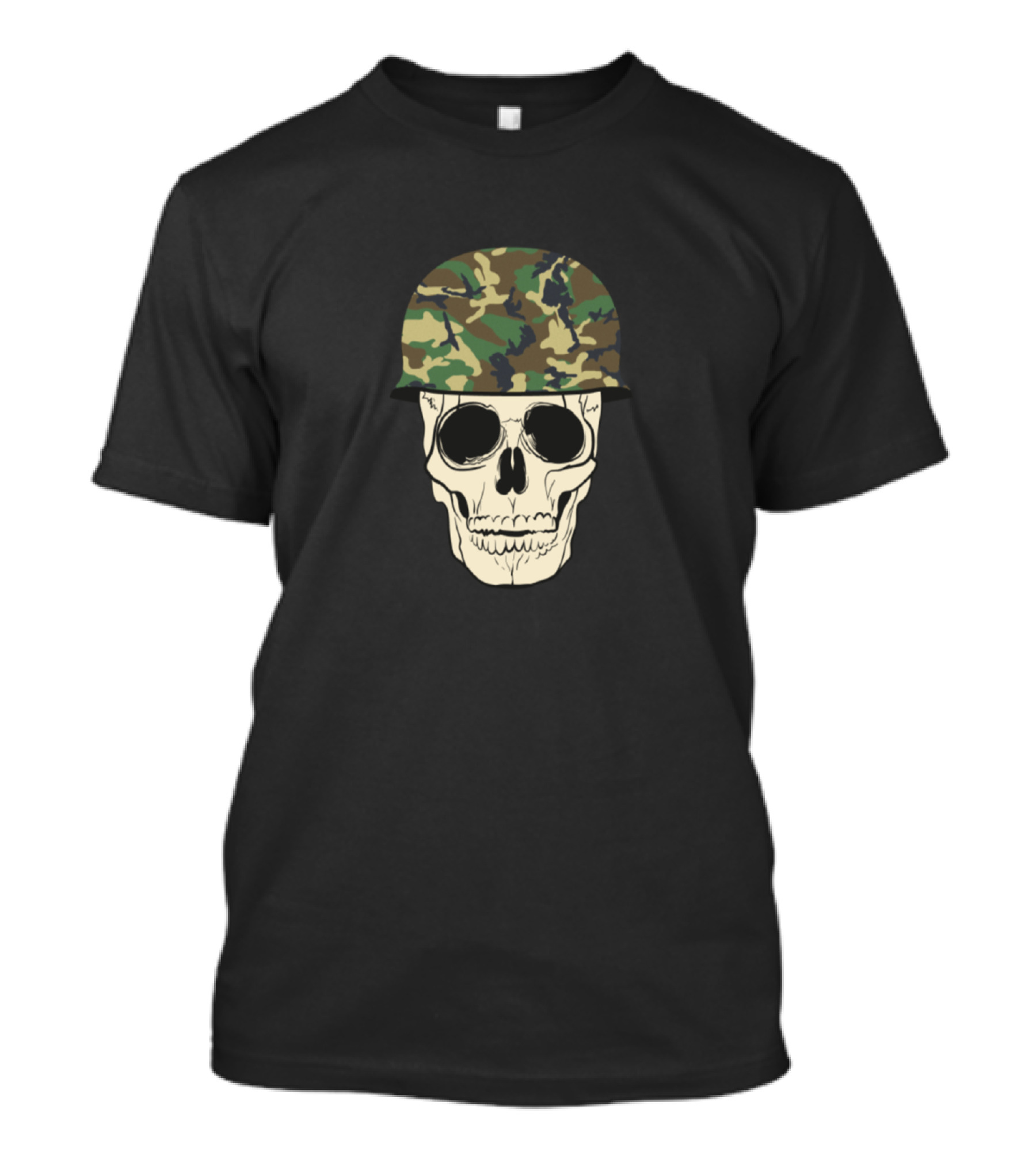 Skull With Camouflage Military Helmet T-Shirt