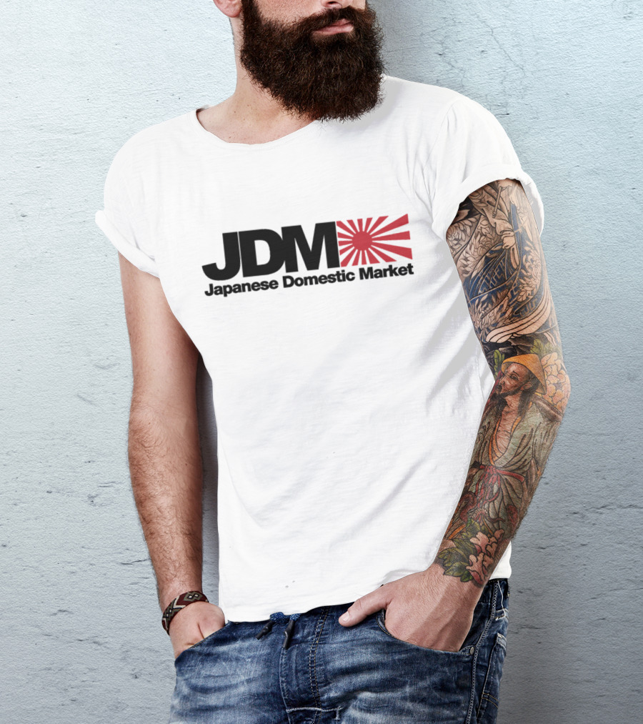 Japanese Domestic Market JDM Red Sun Men White NE T-Shirt