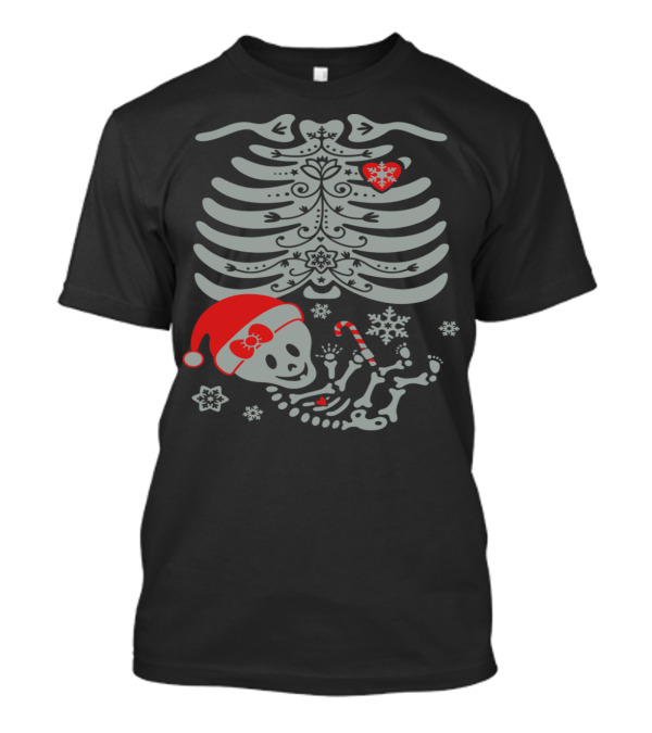 Santa Skelly Baby Girl Ribcage Candy Cane Snowflake T-Shirt