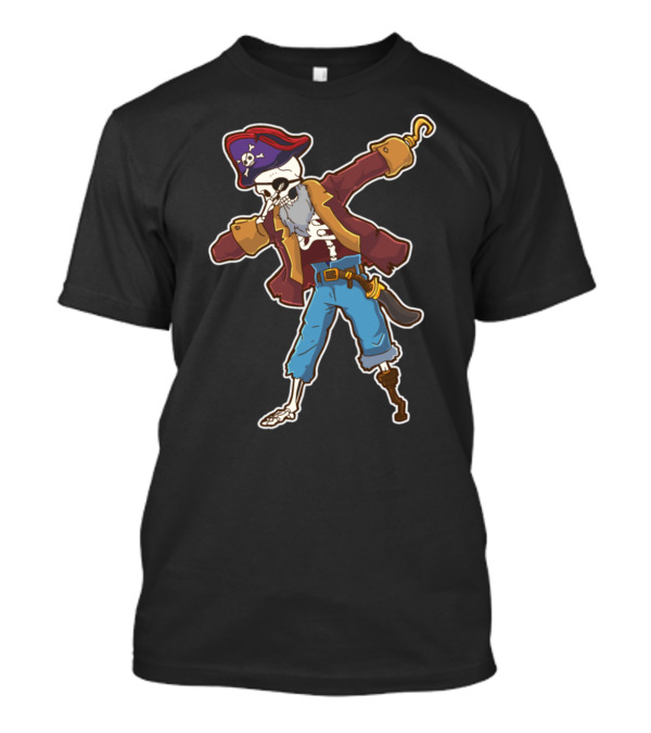 Skeleton Pirate Dabbing With Peg Leg And Hook Hand T-Shirt