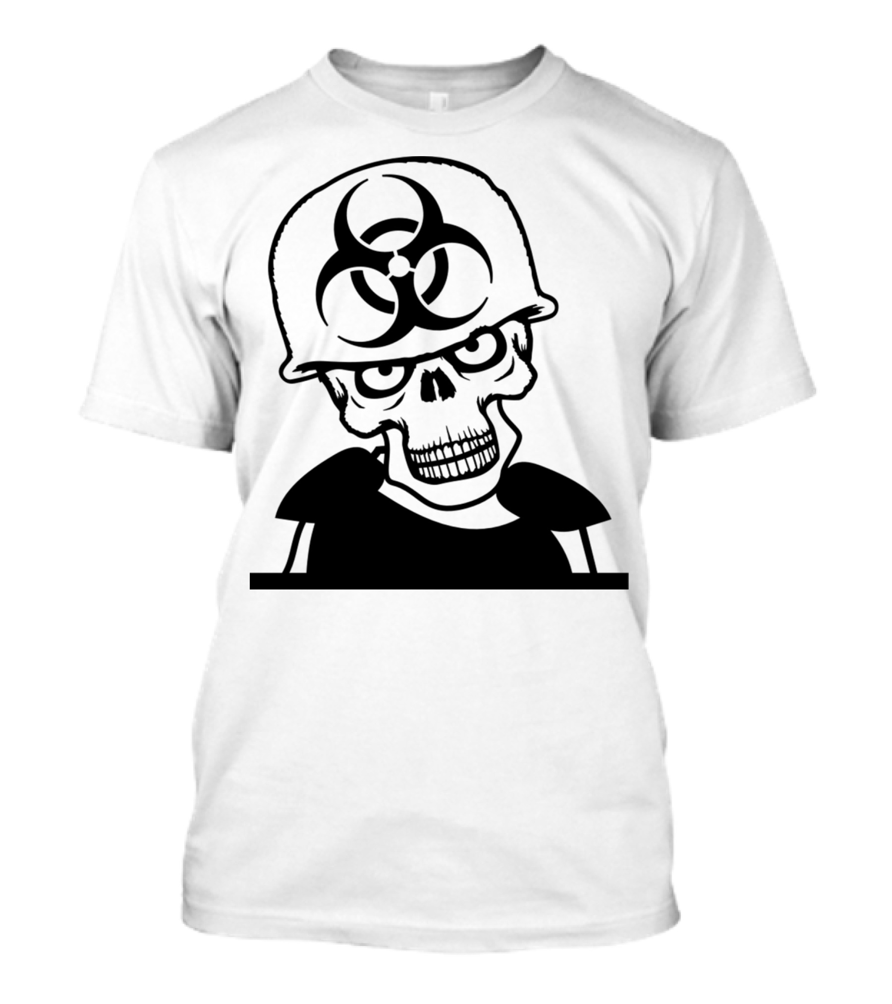 Biohazard Skull Army Helmet Horror War Machine Gun Dangerous Armor T-Shirt