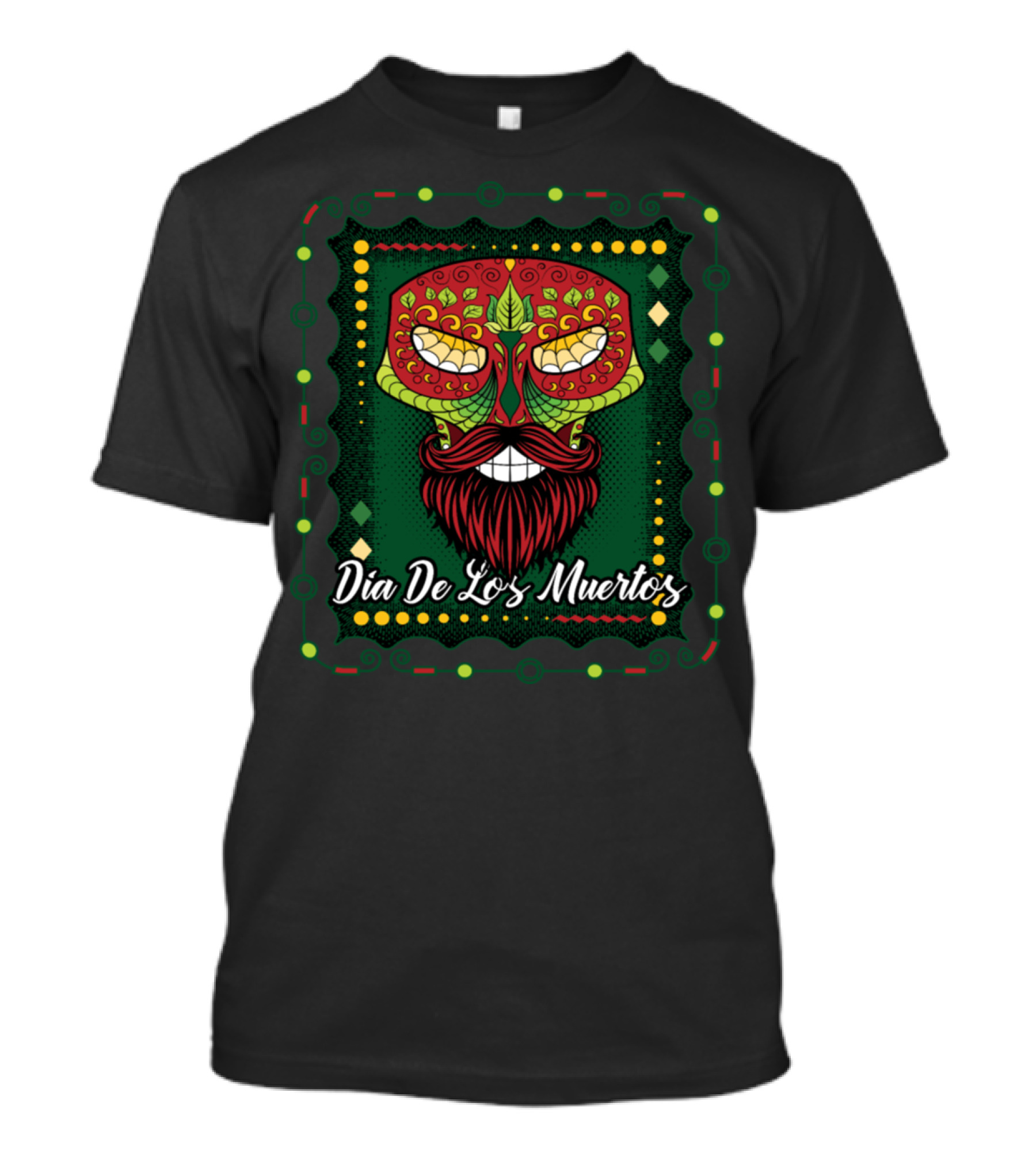 Dia De Los Muertos Lizard Sugar Skull Green Red Beard T-Shirt