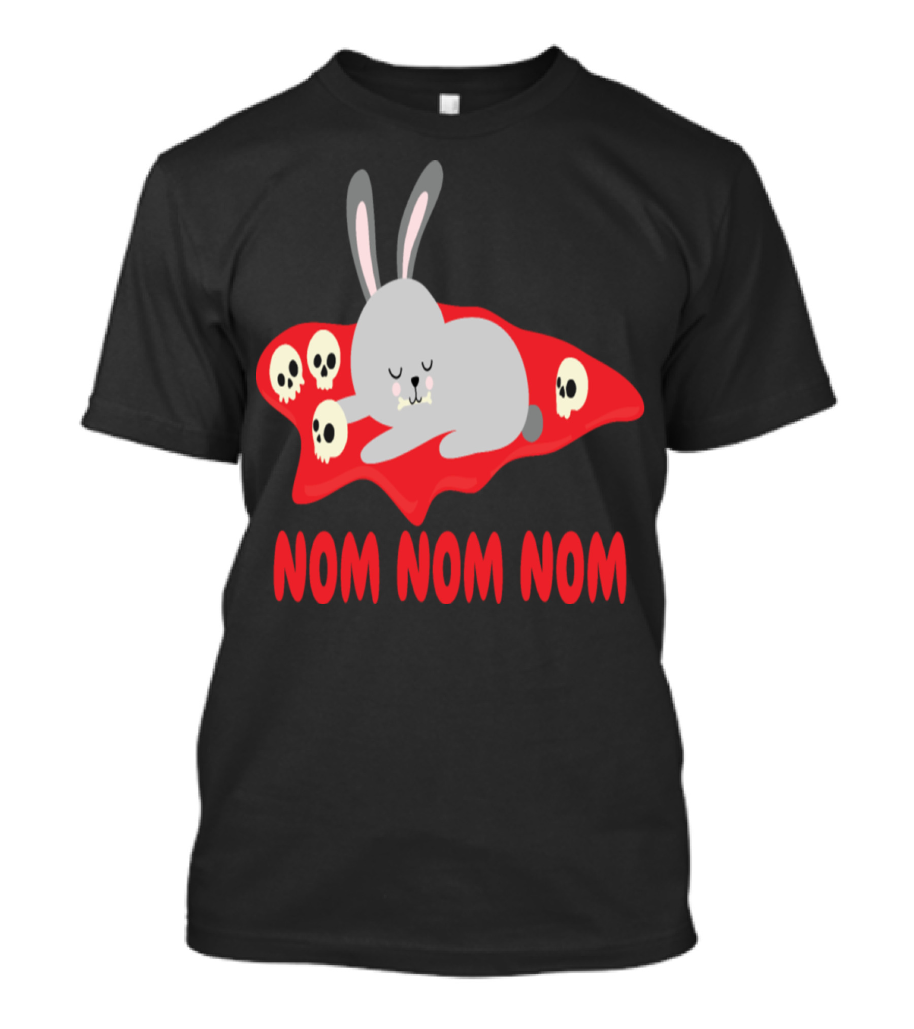 Horror Bunny Nom Nom Nom Skulls Red Blood T-Shirt