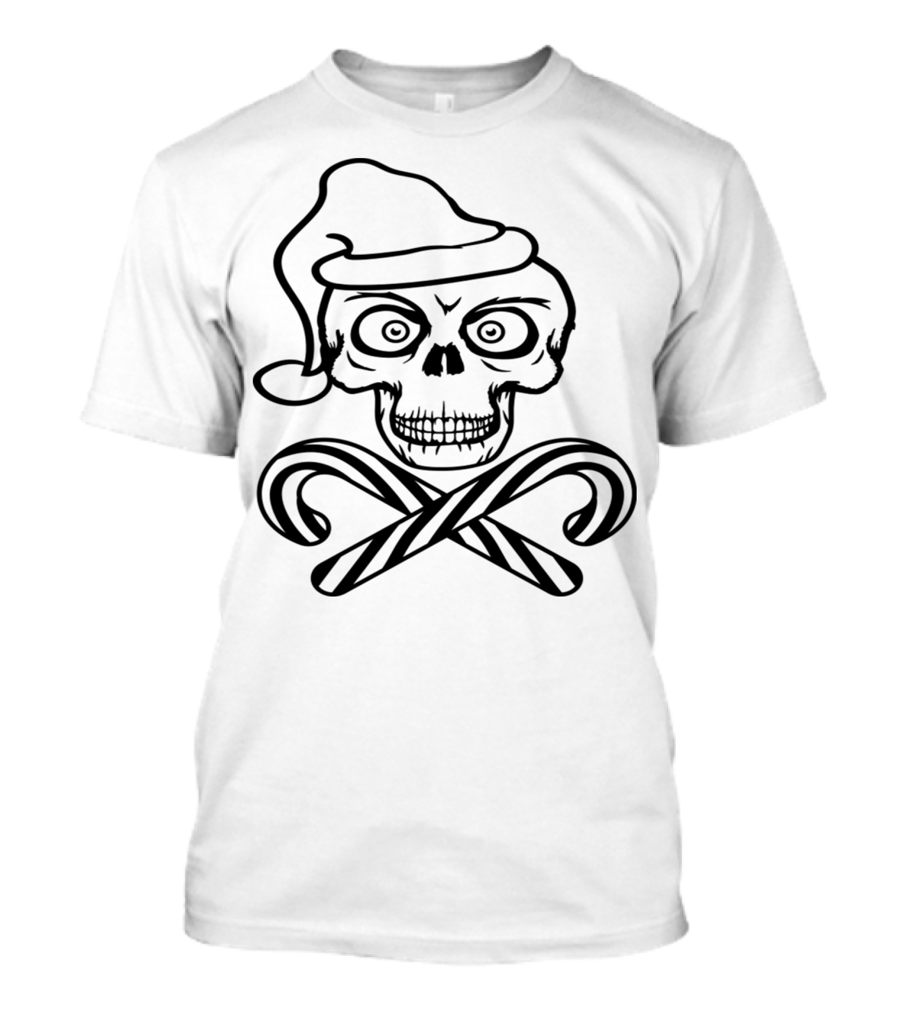 Bones Candy Cane Skull Christmas Cool Dead Hunger T-Shirt