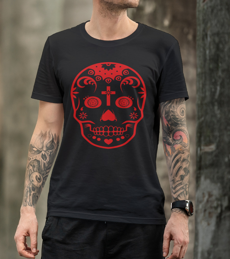 Day Of The Dead Red Sugar Skull T-Shirt