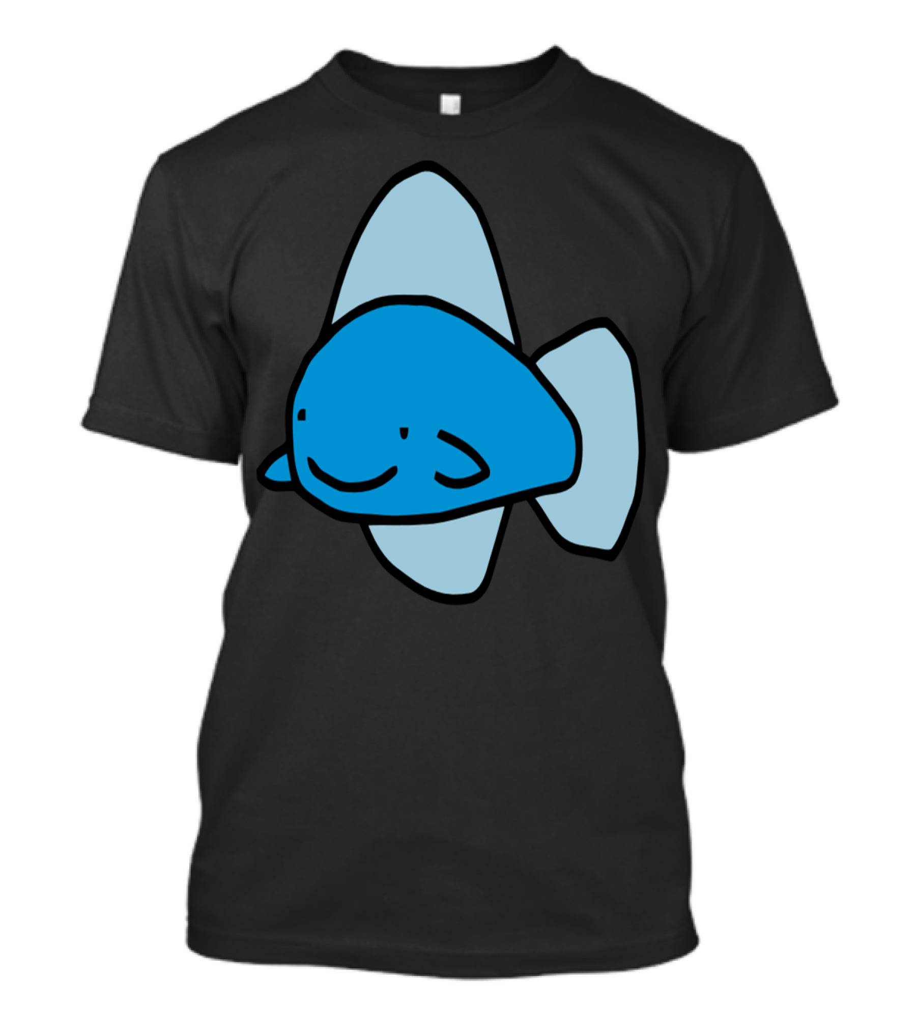 Blue Shark Smiling Cartoon Character T-Shirt