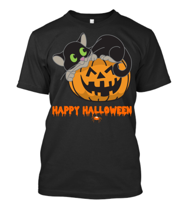 Happy Halloween Cat Pumpkin Horror Monster Scary T-Shirt