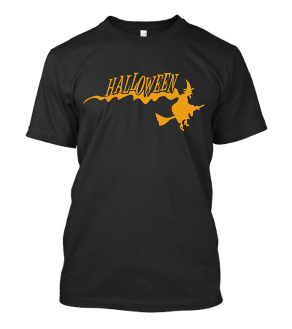 Halloween Night Witches And Wizards Flying Broomstick T-Shirt