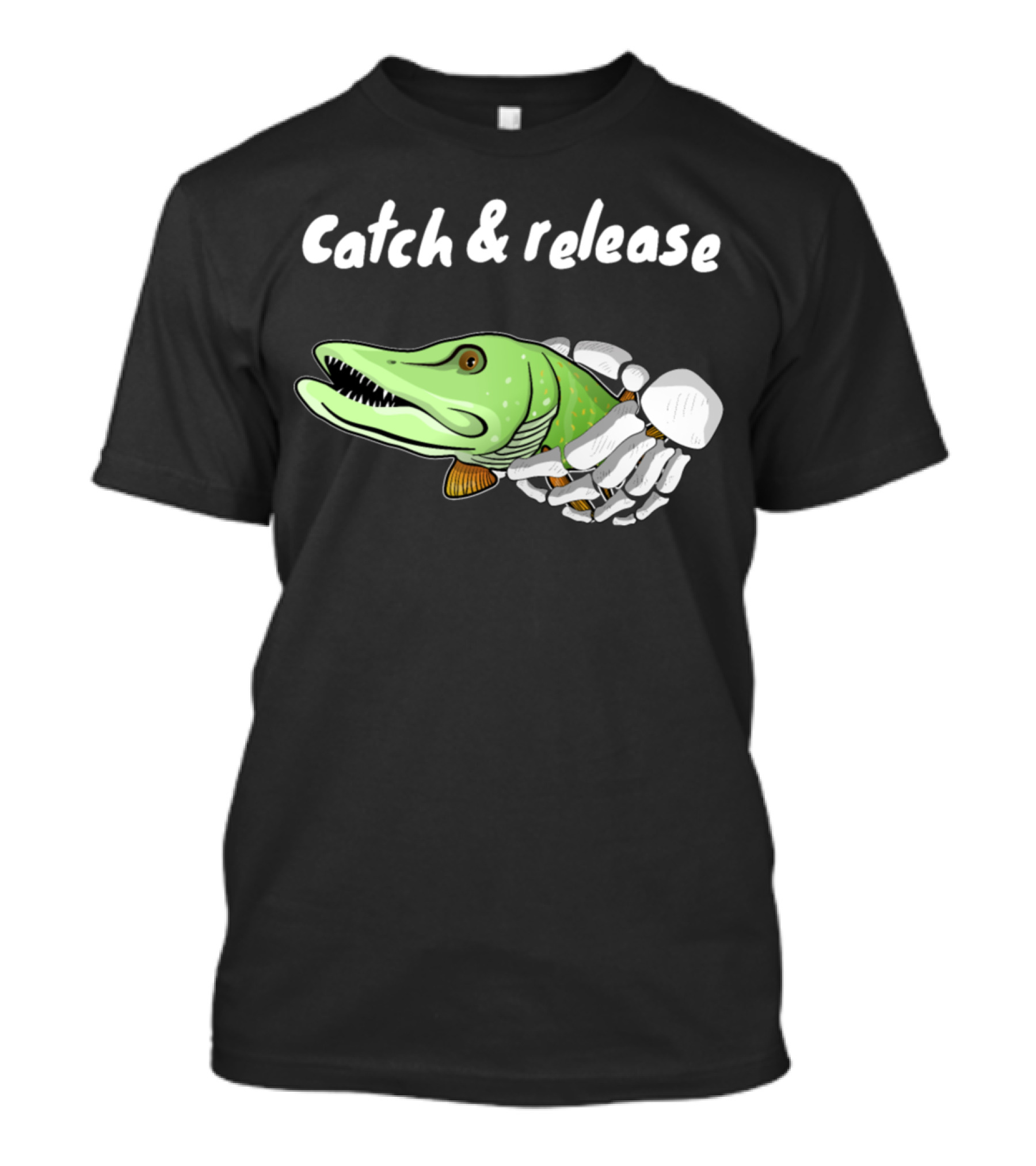 Catch And Release Musky Fishing Funny Angler Skeleton Fish T-Shirt