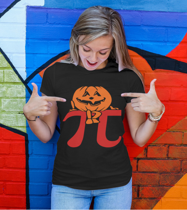 Pumpkin On Pi Symbol Halloween Math T-Shirt