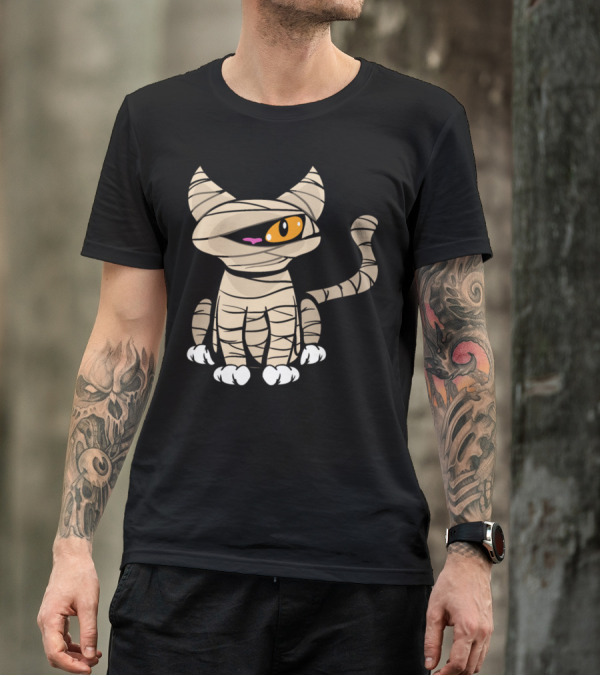 Halloween Cat Mummy Horror Monster Zombie Scary Cute T-Shirt