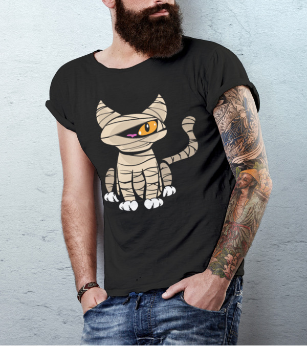 Halloween Cat Mummy Horror Monster Zombie Scary Cute T-Shirt