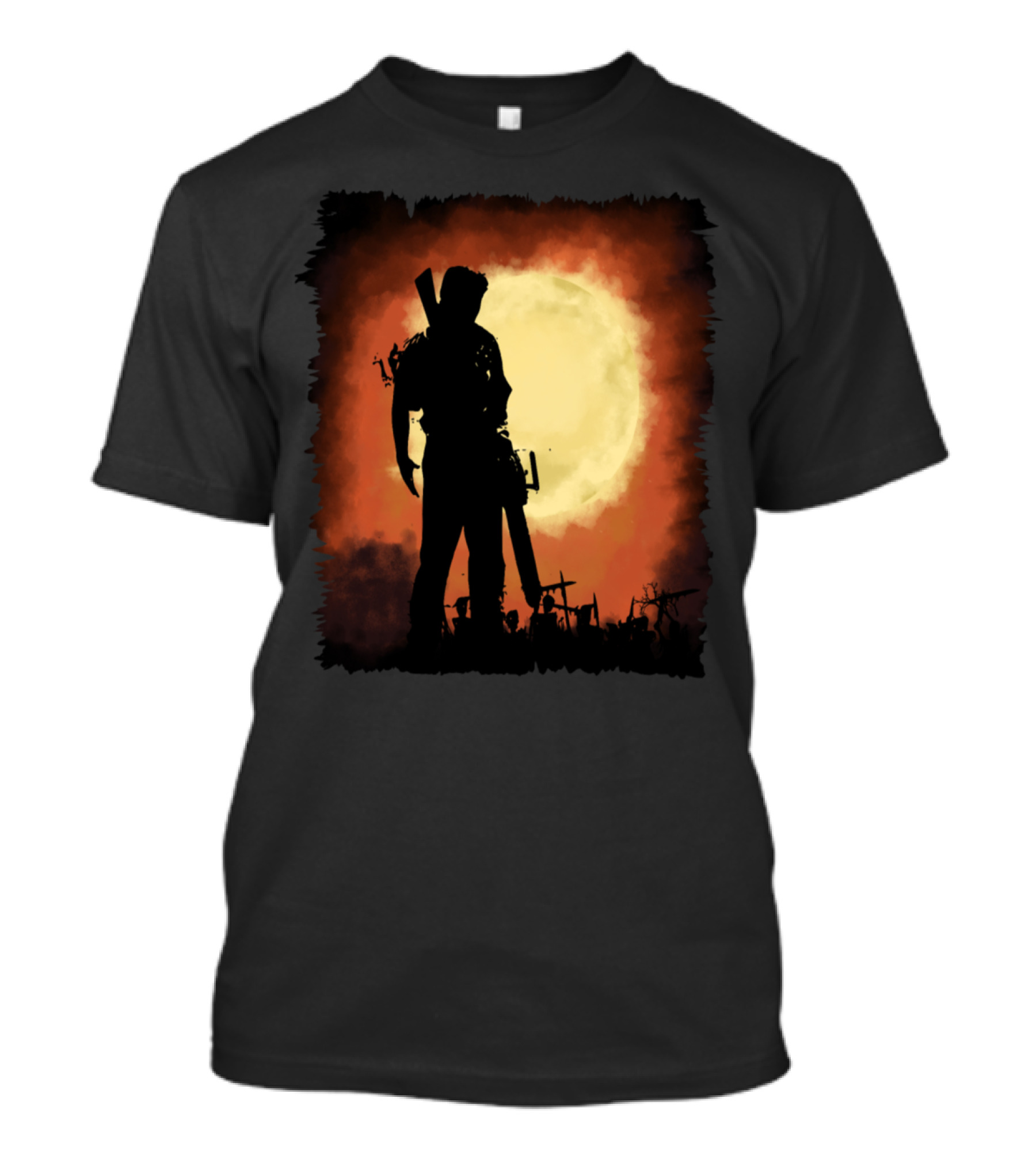 EvilEvents Chainsaw Silhouette Against Full Moon T-Shirt
