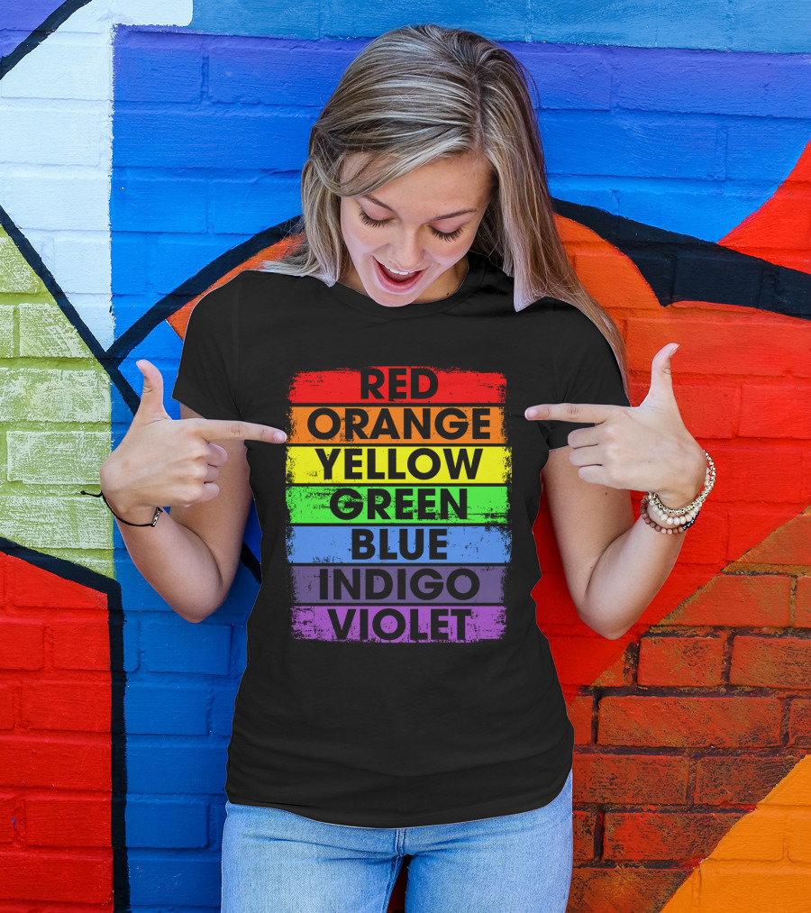 Colors Of The Rainbow Red Orange Yellow Green Blue Indigo Violet T-Shirt
