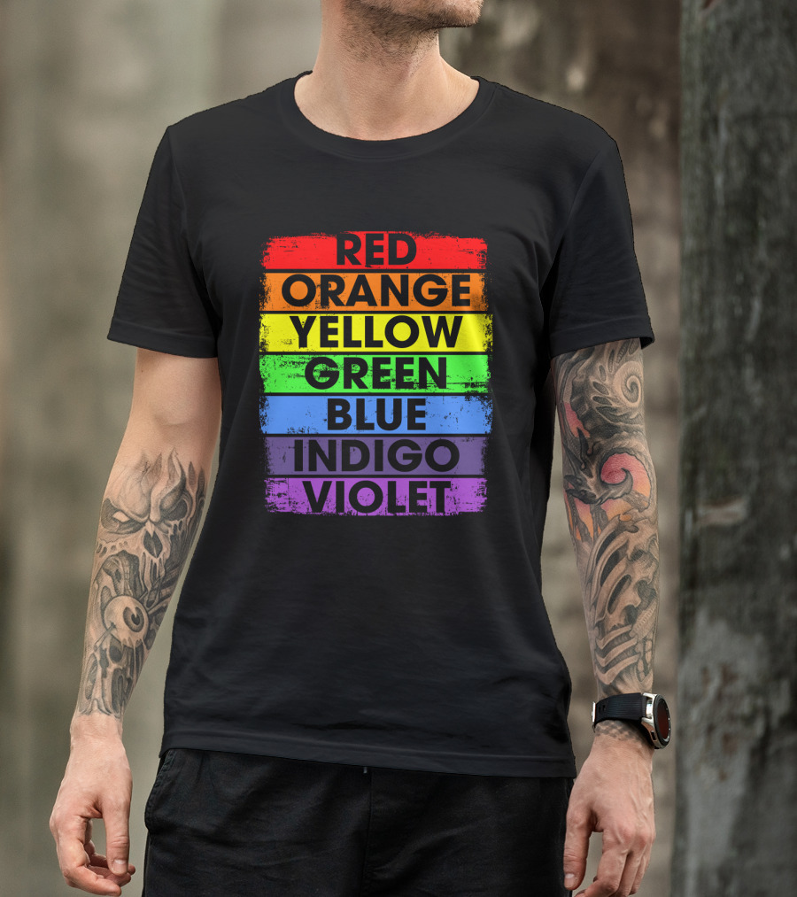 Colors Of The Rainbow Red Orange Yellow Green Blue Indigo Violet T-Shirt