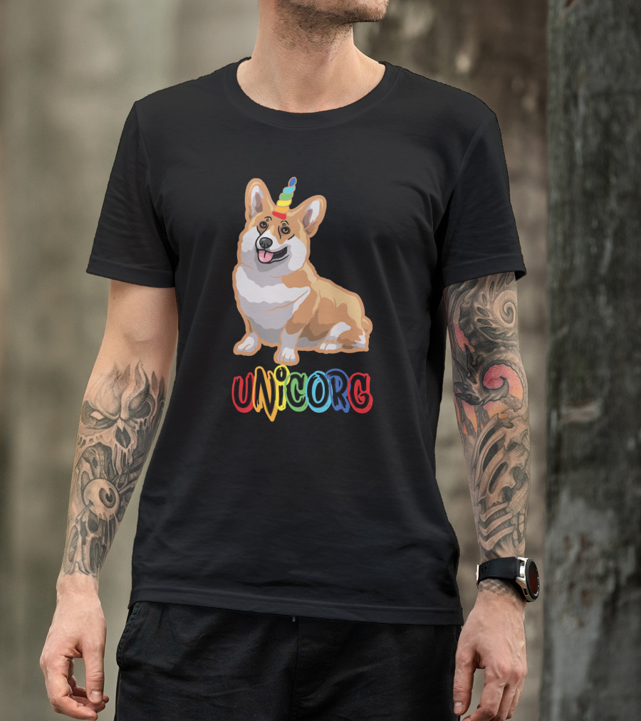Corgi Dog Cute Unicorg Unicorn Rainbow Horn T-Shirt