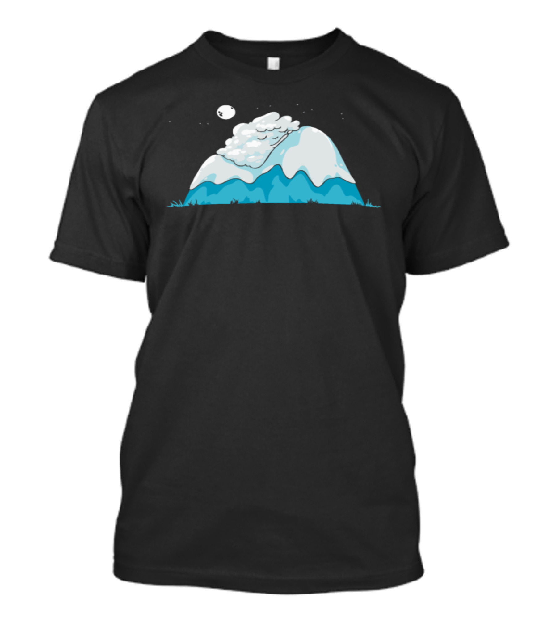 Cozy Mountain Snowy Peak Under Starry Night Sky With Moonlight T-Shirt