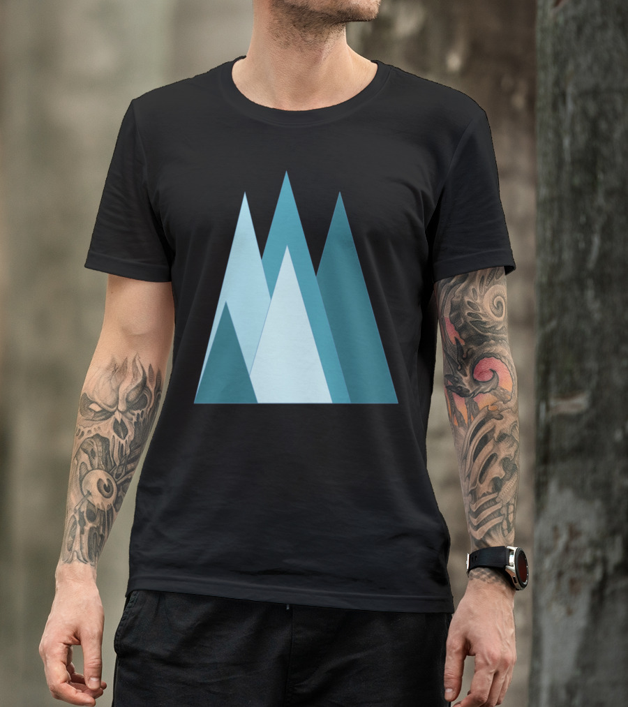 Geometric Mountain Triangles Blue Abstract Peaks T-Shirt