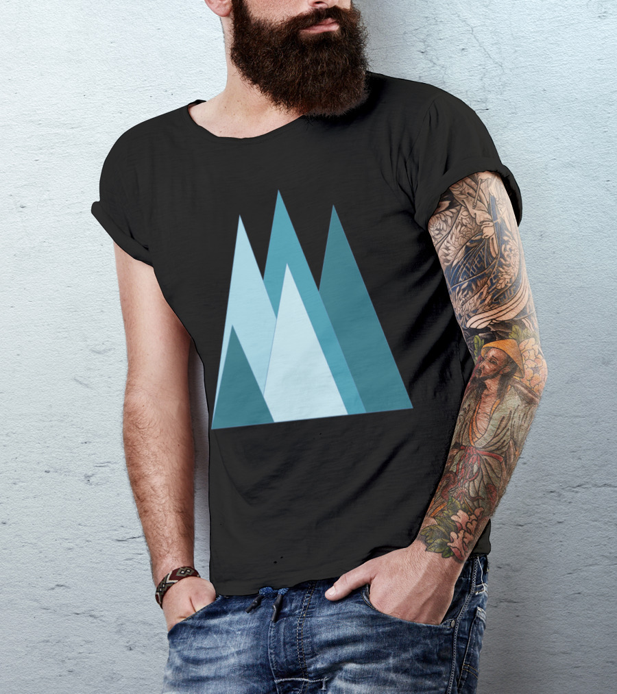 Geometric Mountain Triangles Blue Abstract Peaks T-Shirt