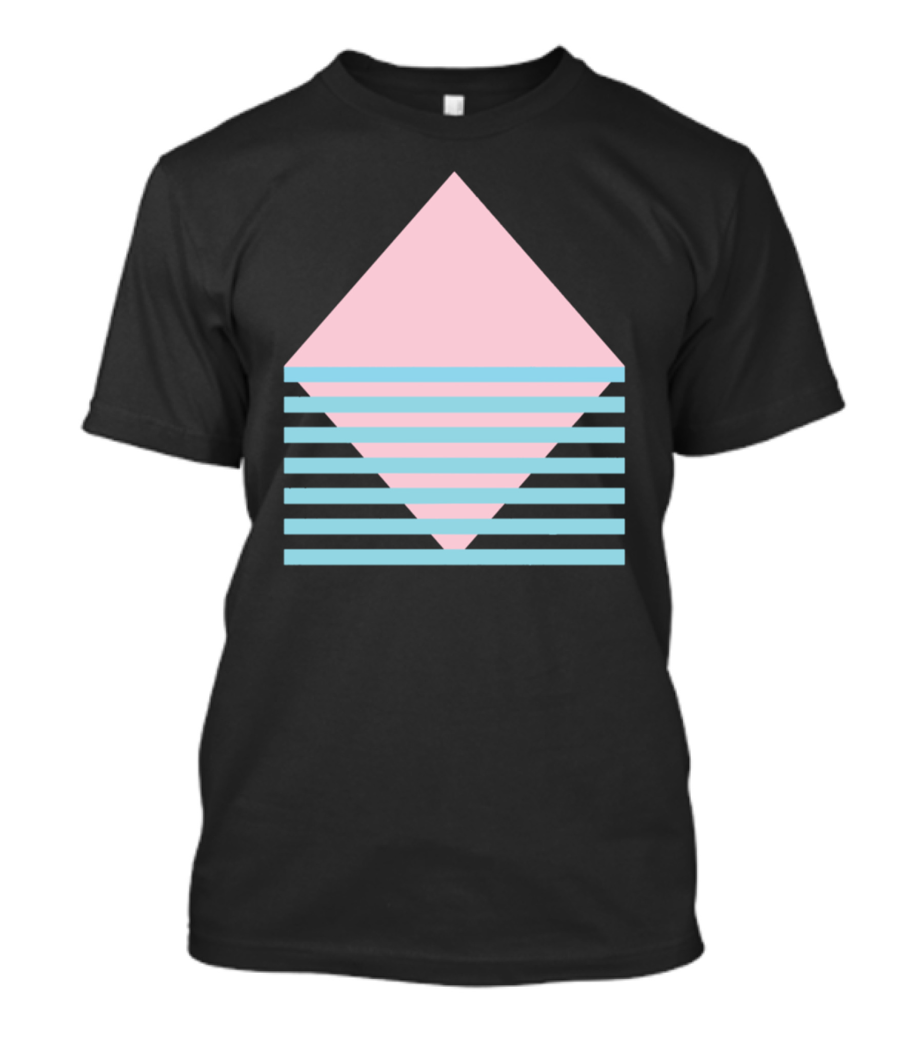 Retro Pastel Geometric Ocean Mountain Stripes T-Shirt
