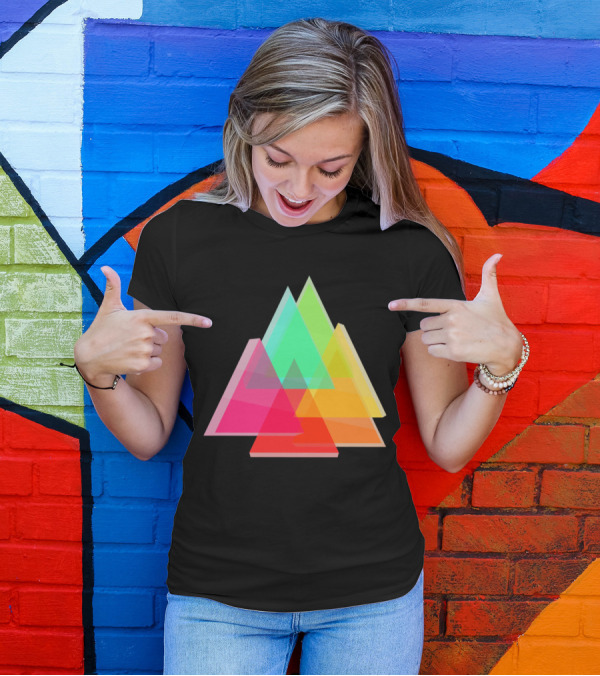 Geometric Colorful Overlapping Transparent Mountain Triangle T-Shirt