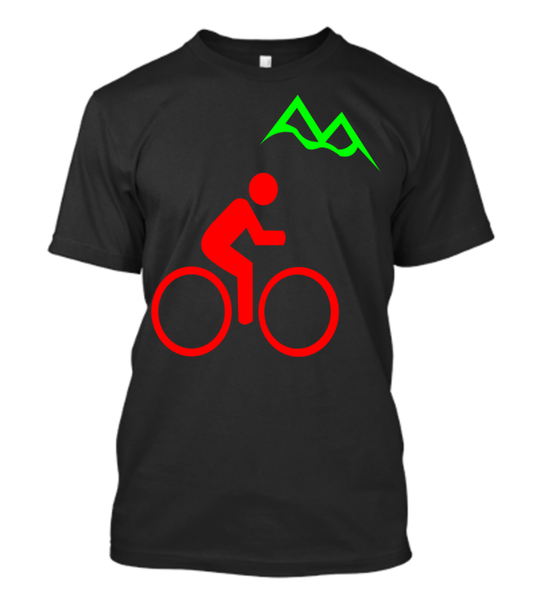 Cycling Red Figure With Green Mountain Peaks T-Shirt