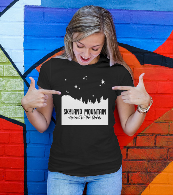 Skyland Mountain Ascend To The Stars Forest Silhouette Night Sky T-Shirt
