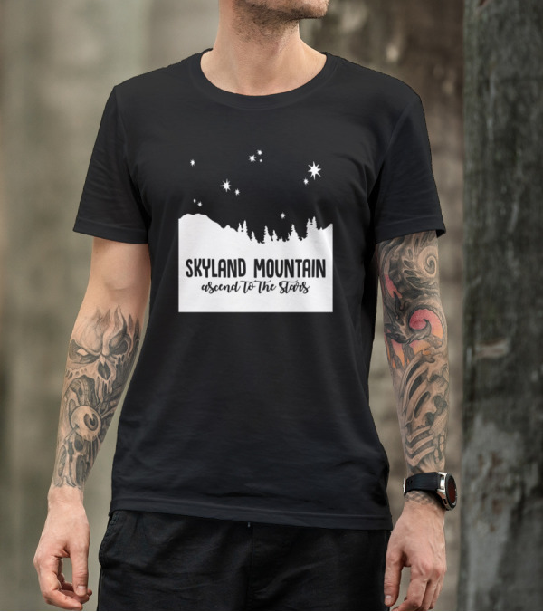 Skyland Mountain Ascend To The Stars Forest Silhouette Night Sky T-Shirt