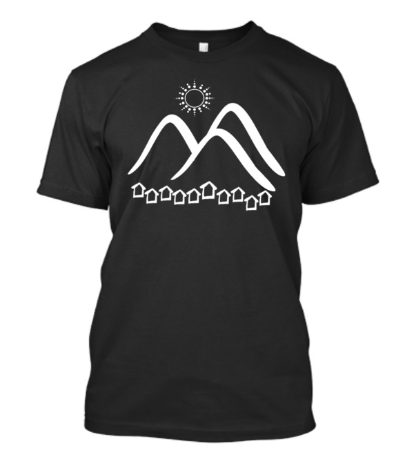 Sunlit Mountain Overlooking Village Homes T-Shirt