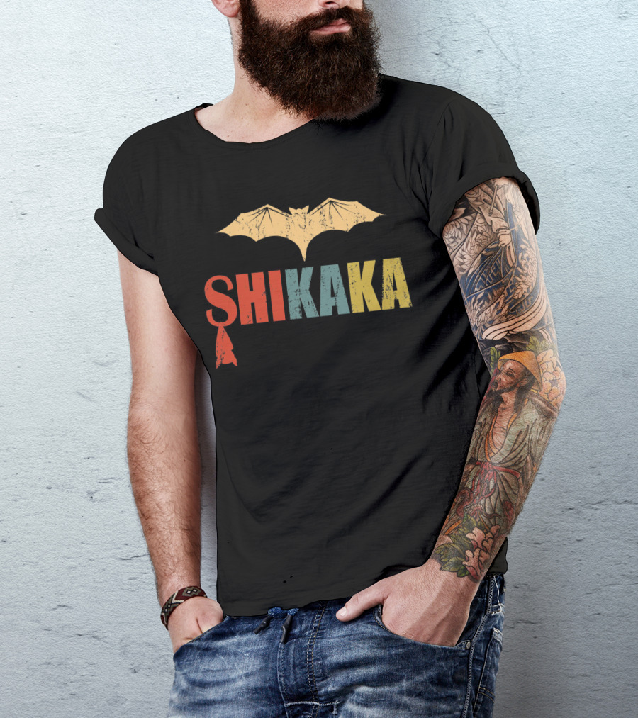SHIKAKA Bat Silhouette T-Shirt