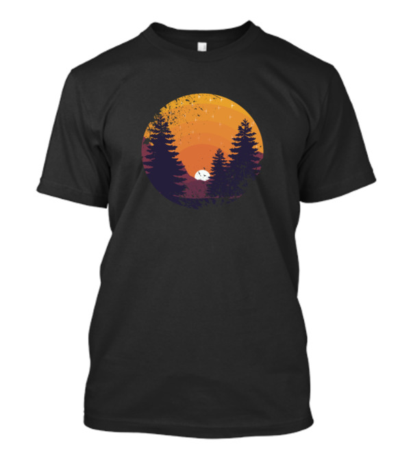 Forest Sunset With Trees And Mountains Hikers Mountaineers T-Shirt