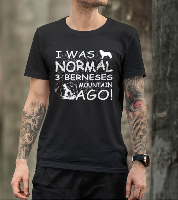 I Was Normal 3 Berneses Mountain Ago Dog Silhouette And Face T-Shirt