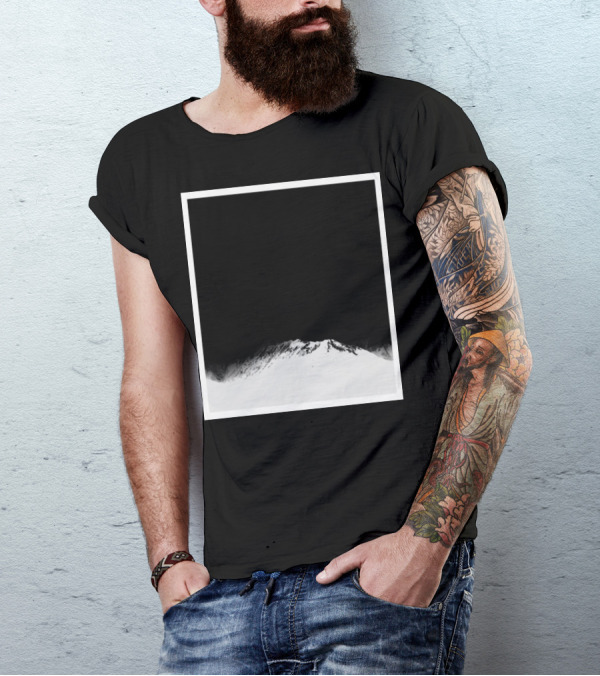 Snowy Mountain Peak Under Dark Sky Mountain Top T-Shirt