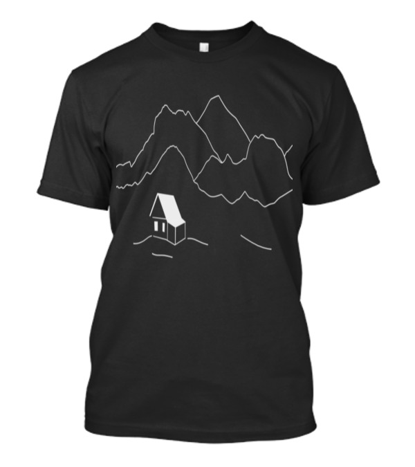 Mountain View Cabin Landscape Overlooking Majestic Peaks T-Shirt