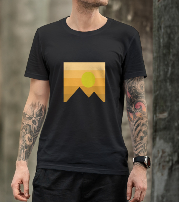 Mountain Sunrise With Gradient Horizon And Sun Elements T-Shirt