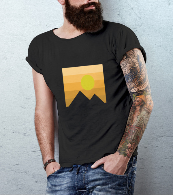 Mountain Sunrise With Gradient Horizon And Sun Elements T-Shirt