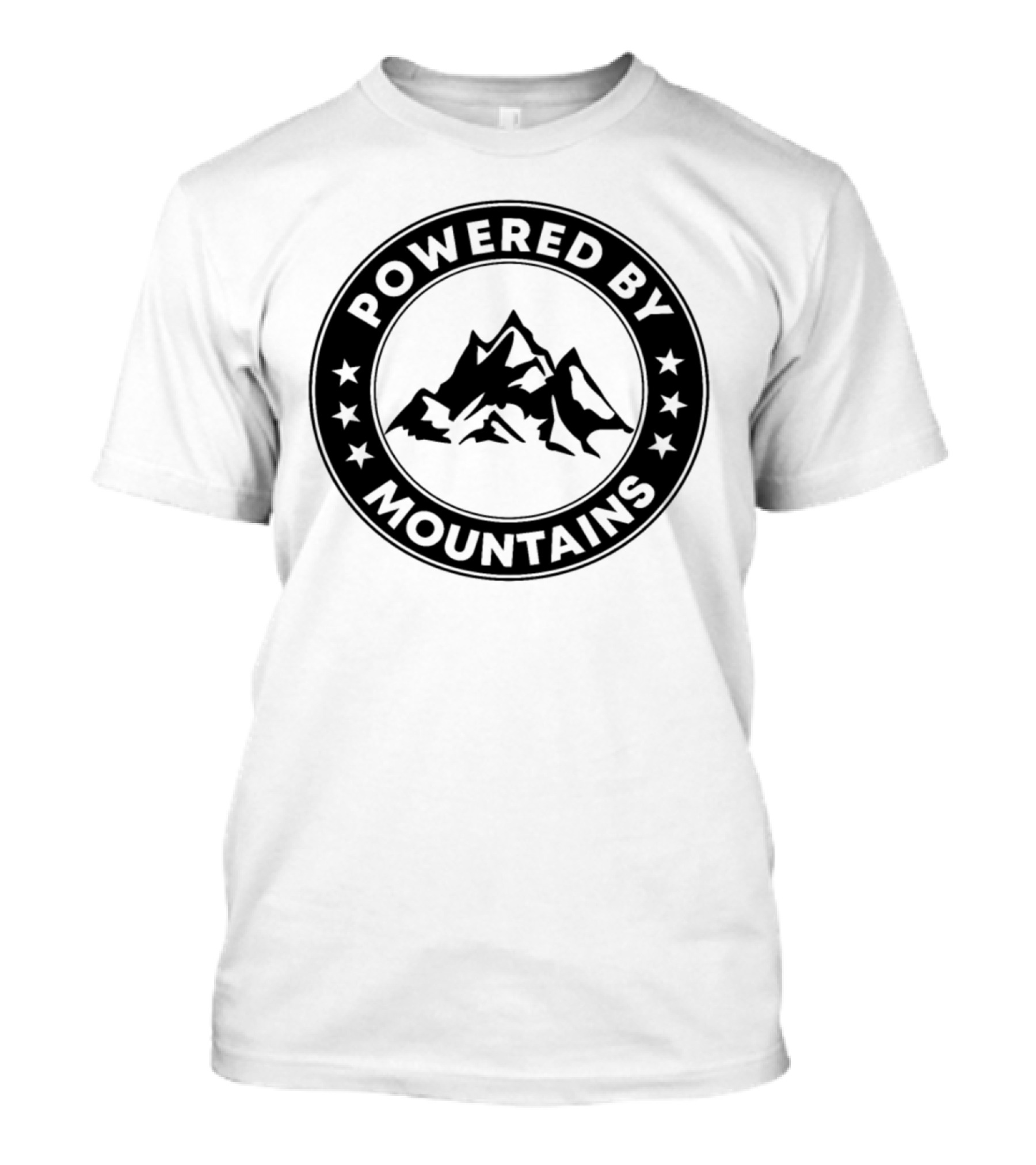 Powered By Mountains Circle Emblem With Stars And Mountain T-Shirt