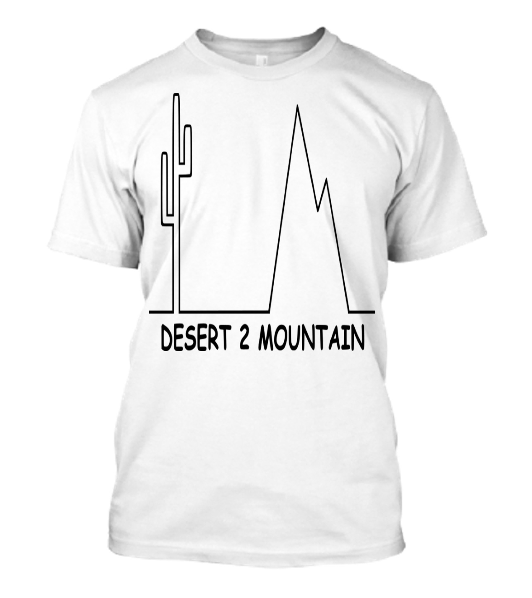 Desert 2 Mountain Cactus And Peaks Line T-Shirt
