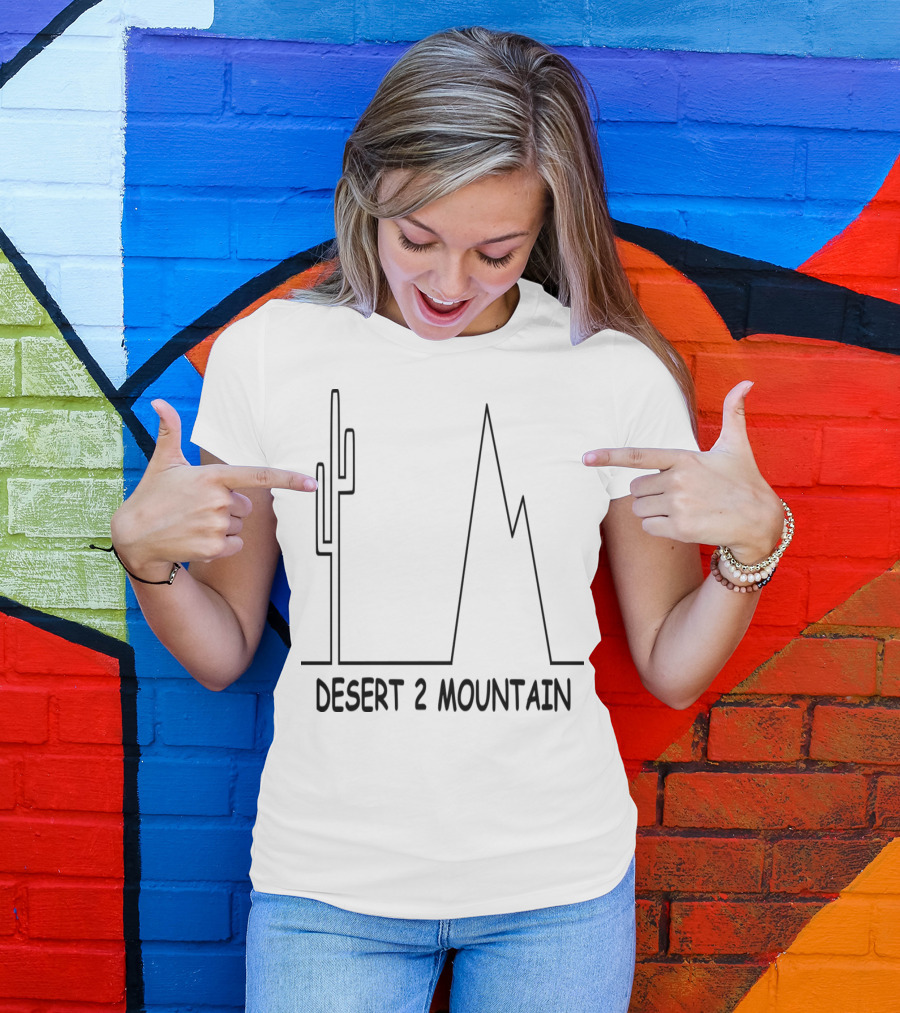 Desert 2 Mountain Cactus And Peaks Line T-Shirt