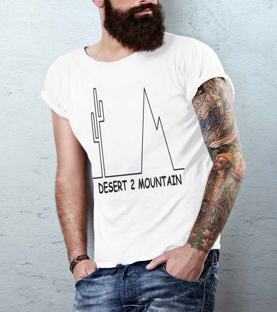 Desert 2 Mountain Cactus And Peaks Line T-Shirt