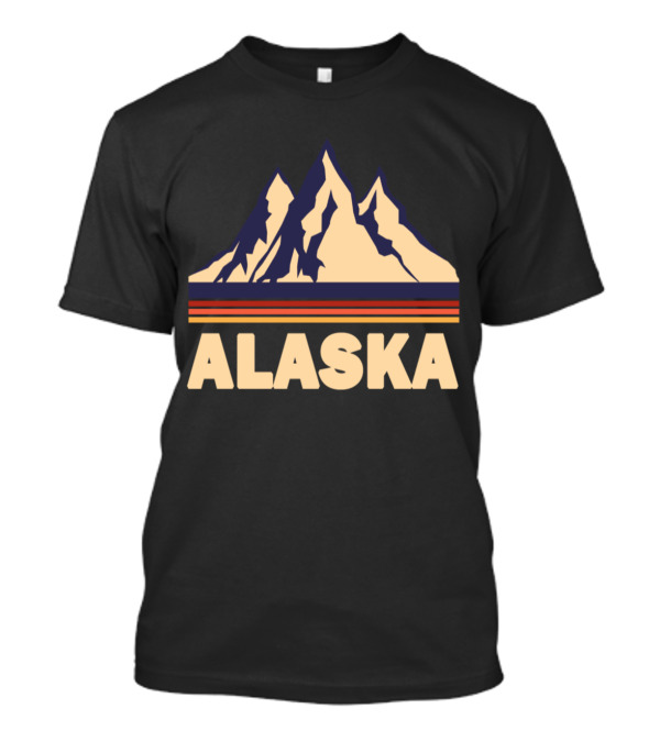 Alaska Mountains Nature Country Vintage Stripes T-Shirt